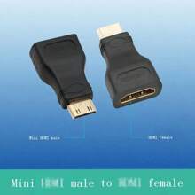 HDM 迷你适配器镀金迷你 HDM 转标准 HDM 连接器 4K 兼容相机、摄像机、数码单反相机、平板电脑、视频卡 - 黑色HDMI - 查看 3