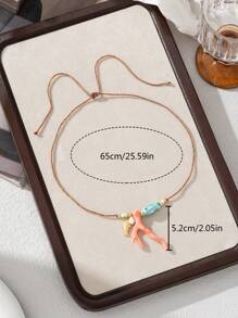 Colar com pingente de coral imitação de design de peixe estilo oceano com corda trançada para mulheres, acessórios de joias para uso diário, viagens e festas (marcas de molde podem existir devido ao artesanato de coral imitação, não é liso)