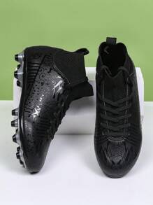 Teenage Outdoor Training Long Spikes Soccer Cleats, Sports Running Sneakers - Black - View 1