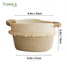 Yiuswoy Coș de depozitare țesut minimalist, coș decorativ în stil boem, coș de depozitare pentru baie, cutie organizator de birou pentru telefon, cosmetice, chei, telecomenzi, potrivit pentru baie, living, dormitor, birou, cămin, decor pentru casă - Multicolor - Vizualizare 2