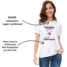 Camiseta T-shirt Blusa Profição Tecnico Em Enfermagem Coração  Estampada Basica