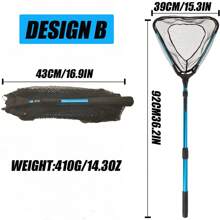 ANFS Fishing Net Folding Landing Net - Collapsible Fishing Nets With Telescopic Pole Handle, Rubber Coating Knot Less Mesh, Fish Catching And Releasing - Blue - View 7