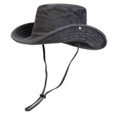 1pc Men's Solid Color Bucket Hat, Outdoor Fishing Hiking Sun Protection Wide Brim Cap, Suitable For Spring & Summer Travel, Beach