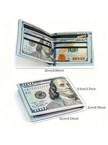 1 Peça Carteira Dobrada em Couro PU com Padrão de Nota de $100 Fashionable, com Múltiplos Compartimentos para Cartões, Ótima para Uso Diário de Homens e Presente, Grande Capacidade, Compartimentos Multi-Cartão, Estilo de Negócios Casual, Presente de Aniversário, Presente de Formatura, Presente do Dia do Pai