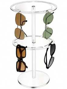 Clear Acrylic Sunglasses Display Stand With Modern Design, Perfect For Eyewear Showcases, Retail Stores, And Home Decor Stylish Clear Acrylic Eyewear Holder For Sunglasses And Glasses, Featuring  Material And Elegant Details, Ideal For Retail Display And Home Organization Elegant 2-Tier Clear Acrylic Eyewear Display Rack, Perfect For Sunglasses And Glasses, Ideal For Window Displays, Retail Shops, And Home Use