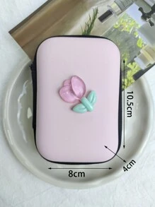 6pcs/Set Pink Tulip Pattern Phone Charging Cable, Power Adapter, Data Cable Organizer Case - Tulip - View 5