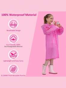 DeTODO Impermeable de Niño Portátil Para Lluvia Super Practico, Unisex y Unitalla - Rosa - Ver 6