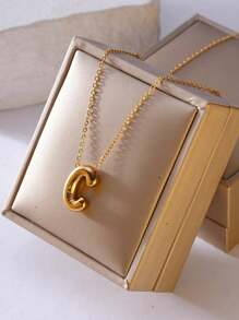 1 件时尚 14K 镀金不锈钢泡泡波西米亚风格 26 个字母 A-Z 吊坠和 26 件铜方晶锆石吊坠，金项链首饰，两种款式可选，适合女性四季日常佩戴 - 彩色 - 查看 13