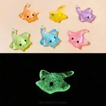 迷你模擬海洋動物惡魔魚模型，夜光彩色惡魔魚飾品，適合兒童的禮物和漁類獎項 - 彩色 - 查看 1