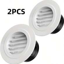 2 件圆形通风口百叶窗格栅盖内置屏幕网格适用于家庭浴室办公室厨房家用通风口，白色（100 毫米） - 彩色 - 查看 1
