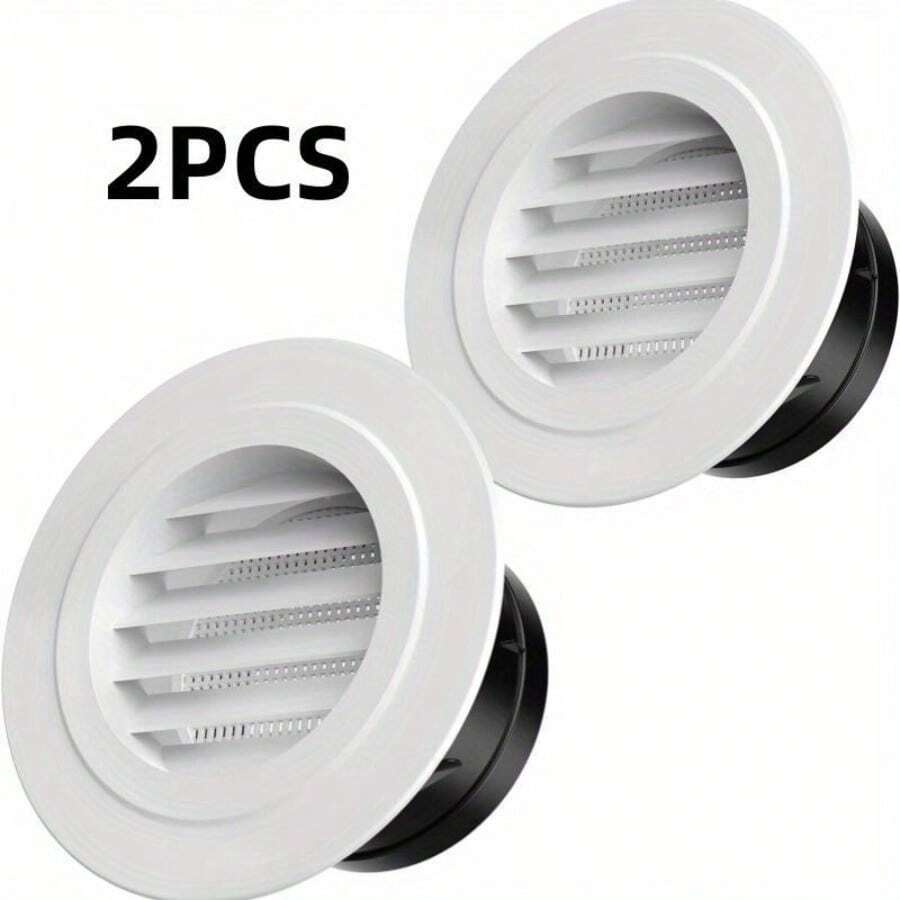 2 件圆形通风口百叶窗格栅盖内置屏幕网格适用于家庭浴室办公室厨房家用通风口，白色（100 毫米） - 彩色 - 查看 1