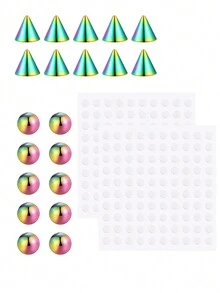 AVYRING 220Pcs Fake Piercing Stud Set Fake Nose Ring Stud Sticker Pack Fake Eyebrow Lip Piercing Non Piercied Earring Stud Body Jewelry - Multicolor - View 9