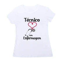 Camiseta T-shirt Blusa Profição Tecnico Em Enfermagem Coração  Estampada Basica
