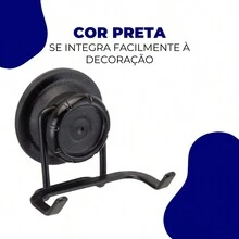 Double Hook Bathroom Toilet Towel Rack Face Towel Holder Fixing Without Hole Suction Cup Metal Black Arthi - 黑色 - 查看 4