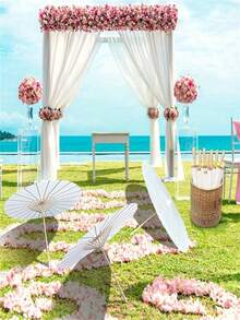 1 pieza Paraguas en blanco DIY de papel, tamaño grande/mediano/pequeño, adecuado para arte manual pintado a mano y decoración para festivales y fiestas - Blanco - Ver 7