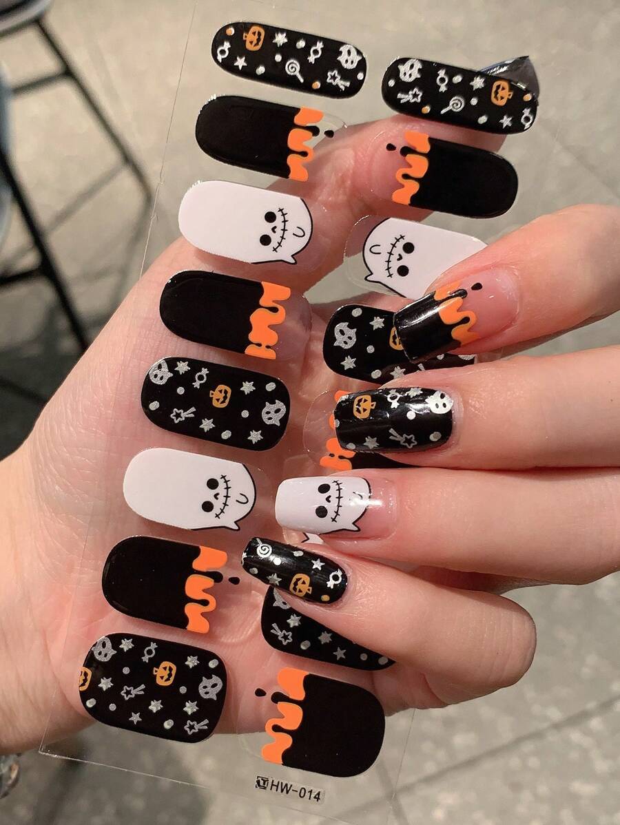 1 Miếng Dán Móng Tay Nghệ Thuật Halloween, Đề Can Nghệ Thuật Làm Móng Toàn Bộ Chống Thấm Nước Có Thể Tháo Rời Cho Phụ Nữ, Dễ Dàng Sử Dụng Cho Ngày Lễ, Tiệc, Sân Khấu, Quà Tặng Sinh Nhật - Nhiều màu - Xem 1