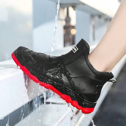 男士防水轻便纯色雨靴，四季休闲时尚，防滑，厚底，稳定，干燥，舒适