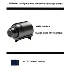 Câmera Wifi Mini HD, Visão Noturna, Detecção de Movimento, Monitoramento Remoto, Ângulo Amplo de 140°, Micro Configuração DIY, Visão Noturna (Sem Luz Visível)
