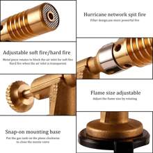 Gas Burner Welding Torch Flame Gun High Temperature Brass Copper Gas Torch Blowtorch Brazing Solder Propane Welding Plumbing,Professional Portable Brass Kitchen Cooking Gas Butane Cooking Torch. - 亮橙色 - 查看 4