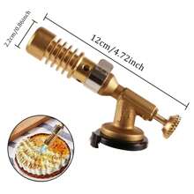 Gas Burner Welding Torch Flame Gun High Temperature Brass Copper Gas Torch Blowtorch Brazing Solder Propane Welding Plumbing,Professional Portable Brass Kitchen Cooking Gas Butane Cooking Torch. - 亮橙色 - 查看 3