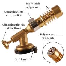 Gas Burner Welding Torch Flame Gun High Temperature Brass Copper Gas Torch Blowtorch Brazing Solder Propane Welding Plumbing,Professional Portable Brass Kitchen Cooking Gas Butane Cooking Torch. - 亮橙色 - 查看 2