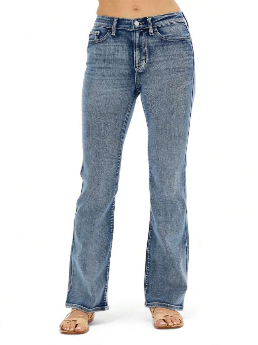 Judy Blue HIGH WAIST CONTRAST WASH BOOTCUT JEAN - Màu xanh lam - Xem 1