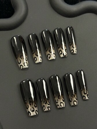 Hand-Painted Pressure Nails, Autumn And Winter New Style With Cat's Eye And Leopard Print Artificial Nails, 10 Hand-Polished Nails, Heavy-Duty Inlay, Gradient Color Rectangle, Nail Art DIY Embossing Nail Patch Nail Patch Color Mixing Tube Nail Patch Smooth Surface Fashionable Ladies Easy To Apply Nail Decoration Smooth Surface Of Various Packaging Nail Extension Plate Set Embossing Nail Top