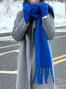 1pc Solid Color Women's Winter Scarf,  Winter Warm Neck,Autumn And Winter New Tassel Long Scarf, High-End And Thickened Warm And Cold Resistant Multifunctional Shawl Scarf, Suitable For Daily Use By Men And Women Accessories Women