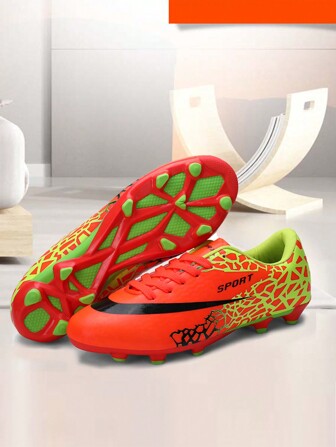 1 Pair Boys/Teenagers' Football PU Wear-Resistant Long Spikes Anti-Slip Professional Football Shoes, Suitable For Daily Sports, Summer