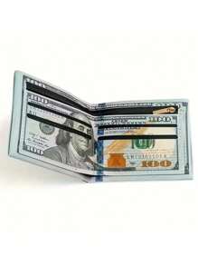 1 Peça Carteira Dobrada em Couro PU com Padrão de Nota de $100 Fashionable, com Múltiplos Compartimentos para Cartões, Ótima para Uso Diário de Homens e Presente, Grande Capacidade, Compartimentos Multi-Cartão, Estilo de Negócios Casual, Presente de Aniversário, Presente de Formatura, Presente do Dia do Pai