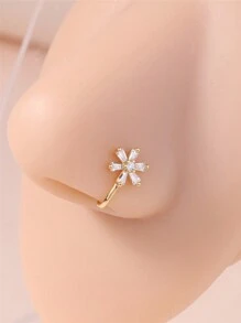 KARYOKO 1 件装人造鼻环非穿孔镶嵌方晶锆石夹式鼻环花蝴蝶形鼻环假鼻环女士银色金色情人节、妈妈、母亲、母亲节、礼物 - 金色 - 查看 14