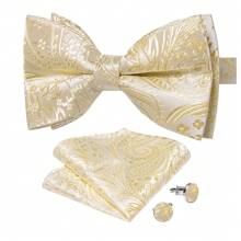 婚礼男士领结 预领结 手帕 袖扣 舞会派对图案 3 件/套 - 彩色 - 查看 9