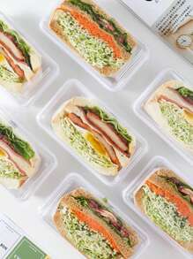 10 cái/12 cái/15 cái Hộp nhựa hình chữ nhật đựng bánh sandwich có nắp trong suốt, đựng bánh mì, bánh sandwich, xúc xích, bánh ngọt, khoai tây chiên, gà rán, đồ ăn đóng hộp, cắm trại di động, đồ ăn trưa, bảo quản thực phẩm - Trong sáng - Xem 4