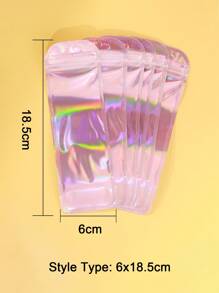 50pcs Rainbow Packing Bag Translucent Self Seal Pouches Iridescent Laser Zipper Bags For Glitter Charms Jewelry Earring Packaging