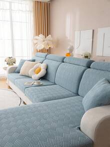 1 件防滑提花通用四季弹力沙发套，简约现代沙发套，适用于 L 型沙发和客厅沙发保护套，适用于 1、2、3 和 4 座沙发 - 藍色 - 查看 4