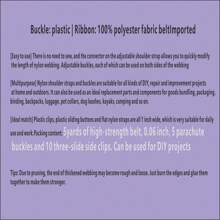 热销 DIY 扣式绑带、行李打包带、多功能 CC，适用于旅行、户外探险、登山、骑行和自驾。包括扣环和肩带套装，采用 2.54 厘米：5 码厚尼龙编织带、5 个重型可调节快速释放塑料扣和 10 个三面滑动夹制成。黑色（1 英寸组合套装）