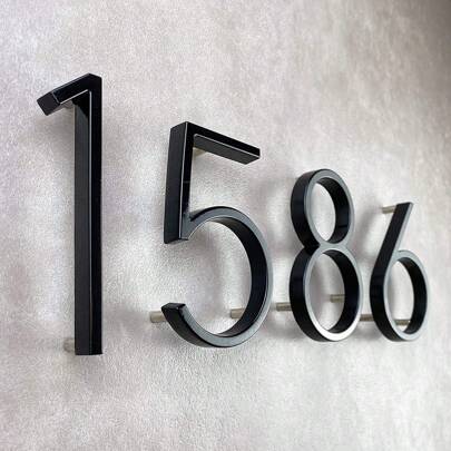 1pc 5.6-Inch Zinc Alloy Metal Floating House Number Plaque (0-9) With Screws And Mounting Accessories For Outdoor Use, Suitable For Apartments, Mailboxes, Hotels