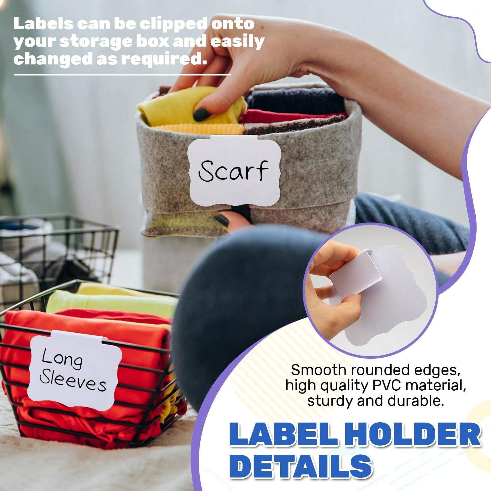 10pcs Basket Label Clip With 2 Markers, Plastic Label Holder For Food