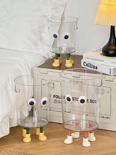 1pc 四脚大眼垃圾桶，INS风格透明亚克力垃圾桶，适用于卧室、客厅、书房、餐厅