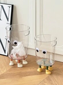 1pc Four-Footed Large Eyed Trash Can, INS Style Transparent Acrylic Trash Can, Suitable For Bedroom, Living Room, Study, And Dining Room