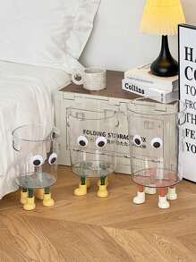 1pc Four-Footed Large Eyed Trash Can, INS Style Transparent Acrylic Trash Can, Suitable For Bedroom, Living Room, Study, And Dining Room