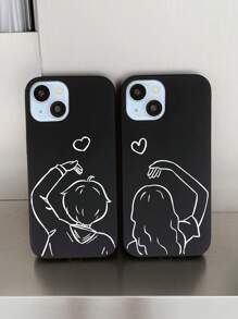 2 pièces Couple Coque compatible avec iPhone avec motif figure