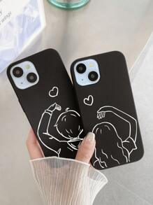 2 pièces Couple Coque compatible avec iPhone avec motif figure