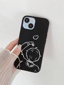 2 pièces Couple Coque compatible avec iPhone avec motif figure