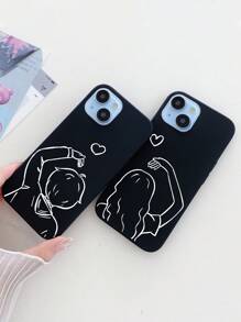 2 pièces Couple Coque compatible avec iPhone avec motif figure