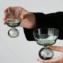 1pc Ins Style Glass Bubble Cup For Coffee, Desserts, Juice Or Water Suitable For Daily Use