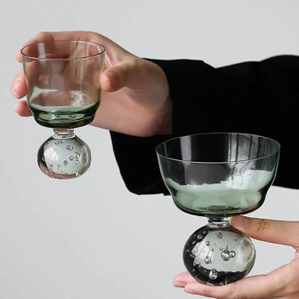 1pc Ins Style Glass Bubble Cup For Coffee, Desserts, Juice Or Water Suitable For Daily Use