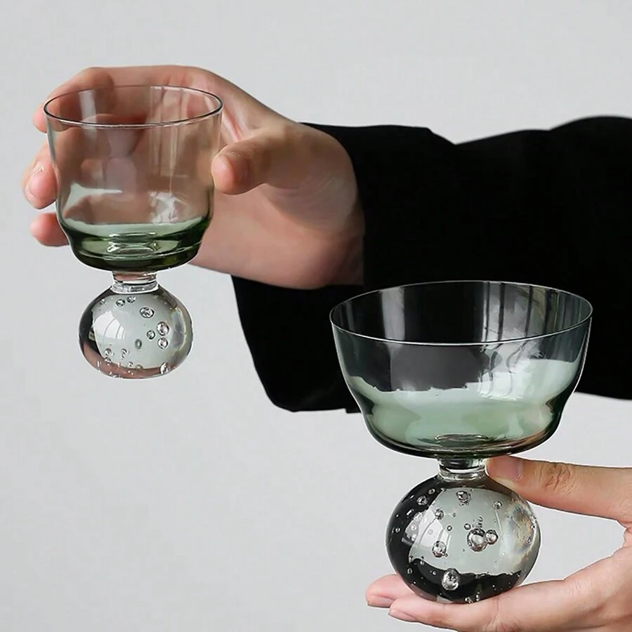 1pc Ins Style Glass Bubble Cup For Coffee, Desserts, Juice Or Water Suitable For Daily Use