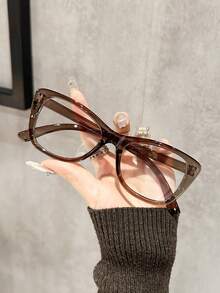 1 pieza Gafas elegantes y estéticas de estilo coreano de alta gama transparentes para el uso diario, al aire libre, viajes, conducción, campamento, oficina y lectura, accesorios de gafas para mujeres - transparente - Ver 1