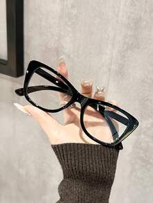 1 pieza Gafas elegantes y estéticas de estilo coreano de alta gama transparentes para el uso diario, al aire libre, viajes, conducción, campamento, oficina y lectura, accesorios de gafas para mujeres - transparente - Ver 7